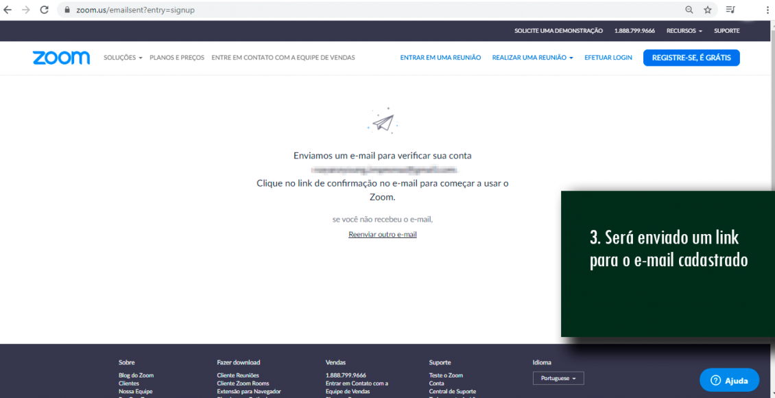 3. Será enviado um link para o e-mail cadastrado copiar