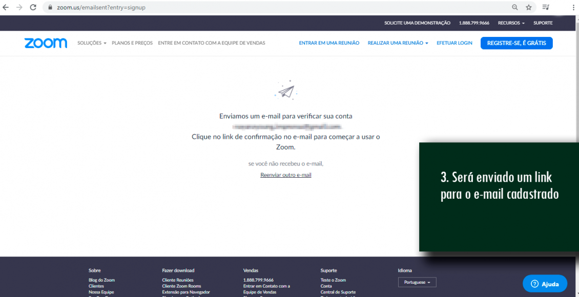 3. Será enviado um link para o e-mail cadastrado copiar
