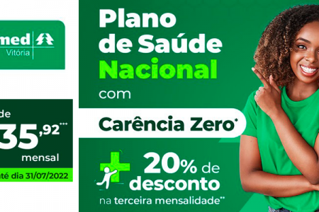 Unimed Vitória garante carência zero e 20% de desconto na terceira mensalidade para adesões realizadas até 31 de julho
